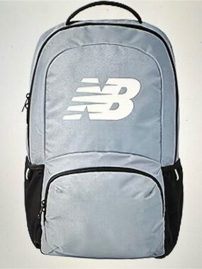New Balance Light Gray and Black Men's Backpack with Bold Logo